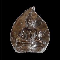 Conventional Sukhothai Buddha With "Earth  Witness"  Mudra, Backed On a Bodi Leaf