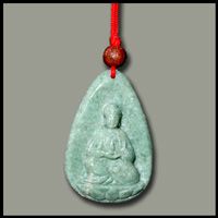 Pendant: KwanYim Blessing W/Left Hand, Holding Auspicious Bottle