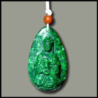 Spiritual Pendant: KwanYim Holding Auspicious Bottle And Prayer Beads