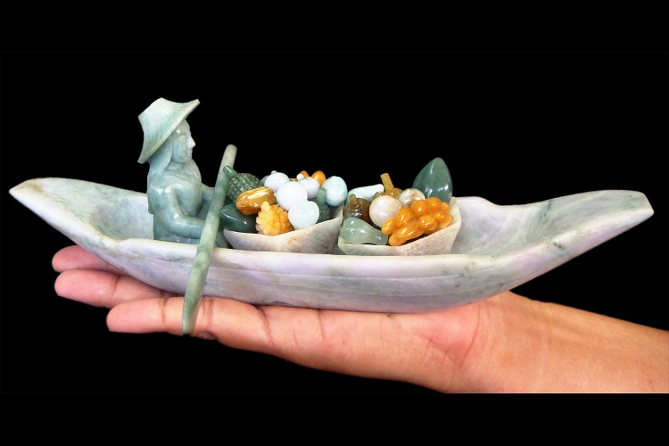 Hand-Carved Jade Thai River Merchant